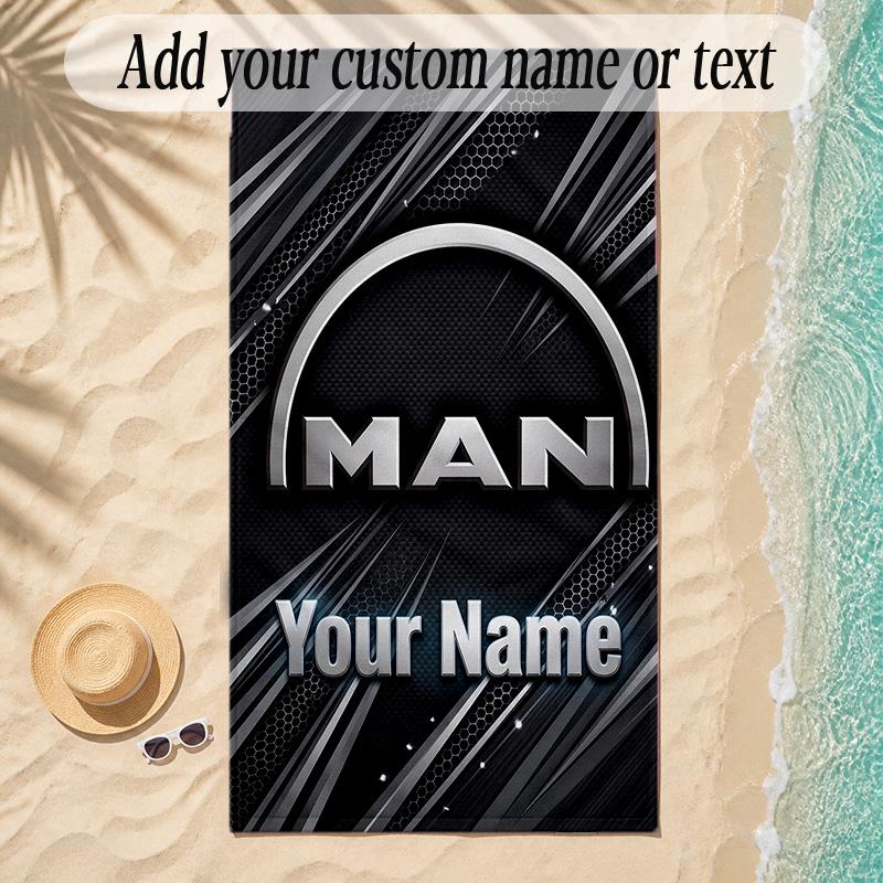 Beach TowelMAN Truck Custom Name Text Personalized Soft Towel for Beach Pool Indoor Home Decor Gift