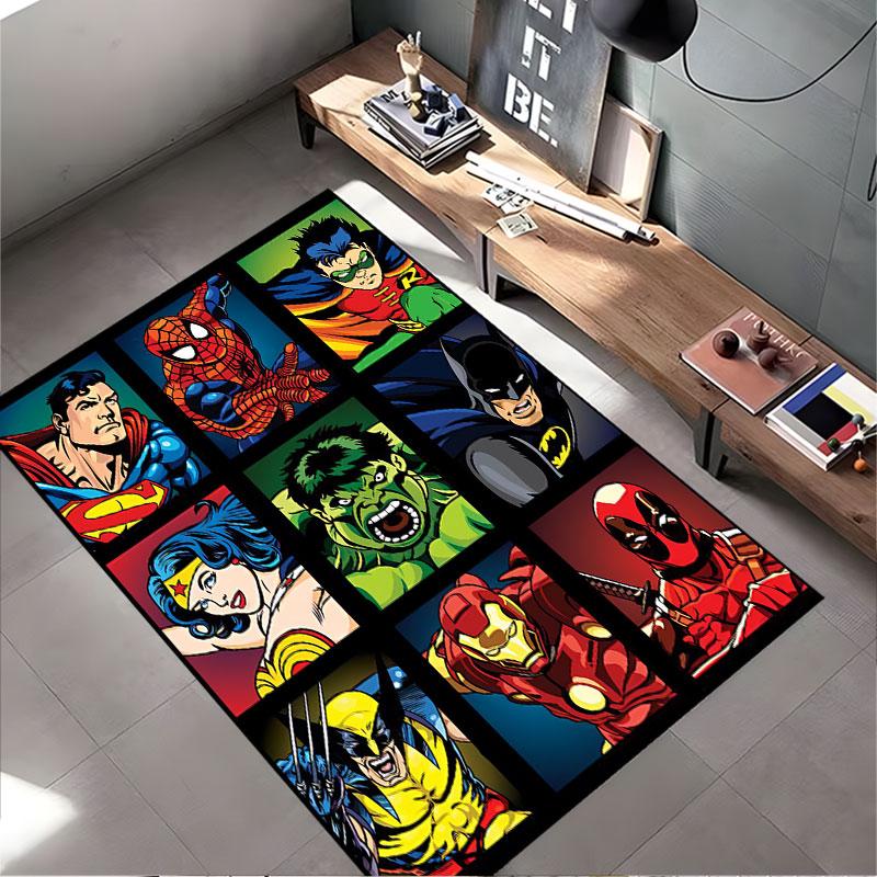 Superhero Comic Style Carpet suitable as a non-slip mat for the living room or bedroom sofa