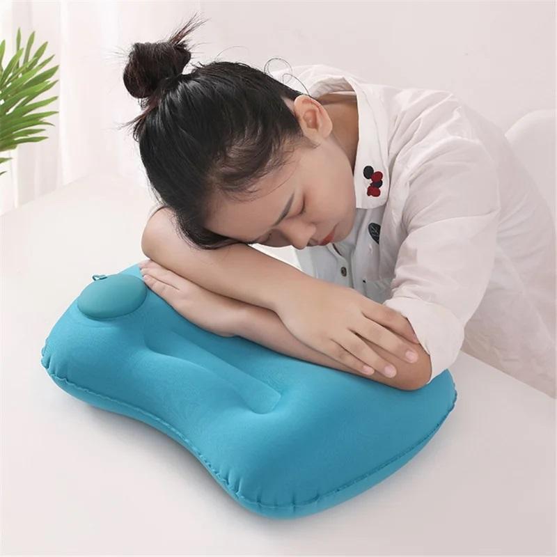 Travel Pillow Air Inflatable Airplane Car Pillows Folding Portable Press Bed Pillows Waist Pillow Neck Cushion Office Supplies