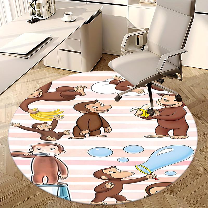 Curious George,Monkey Adventures Chair mat Round Rug Office carpet, Non slip, Suitable for Living Rooms, Bedrooms Decor 1205523a