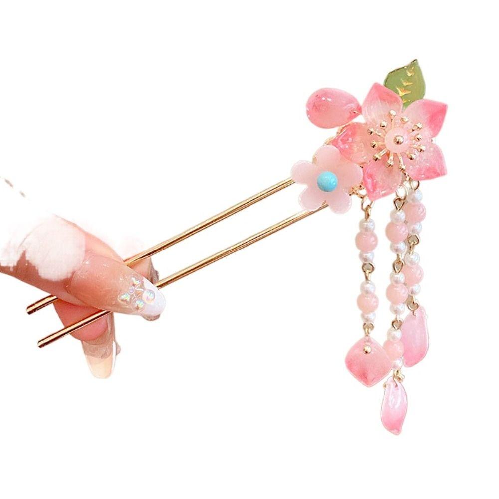 Ancient Style Antique Fringe Hairpin Classic Pendant Hair Stick Peach Blossom Hairpin  Girls