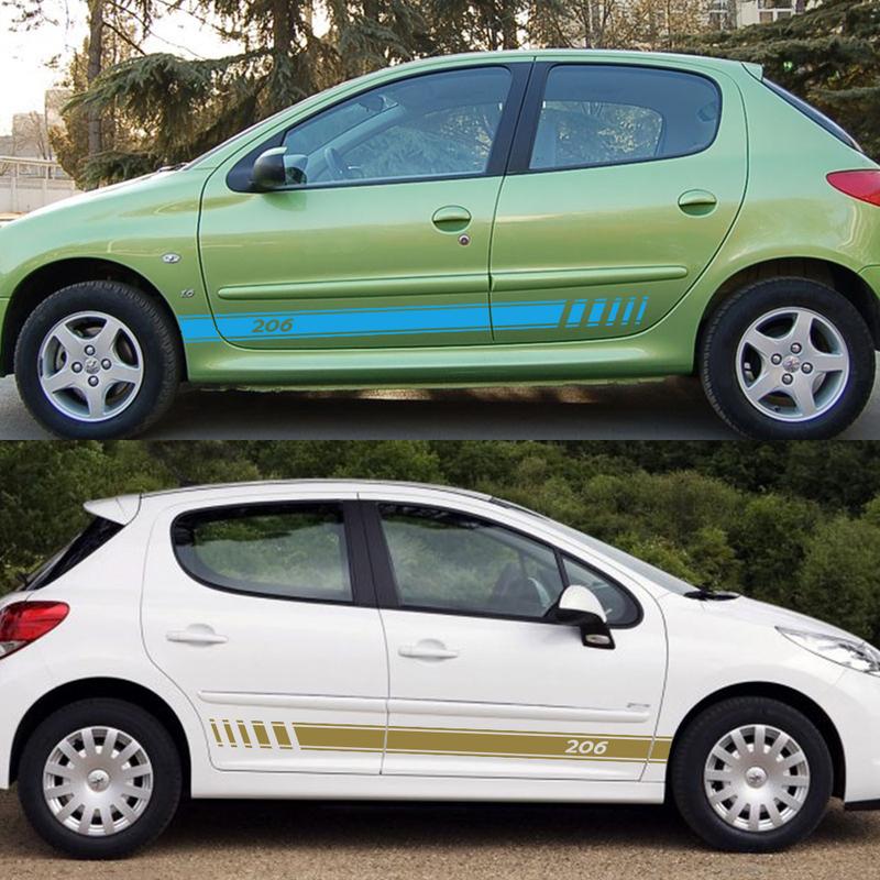 Car Side Line Stickers Tuning Accessories Vinyl Film Decals for Peugeot 206 DIY Auto Sports Decal Graphics Wrap Accessories