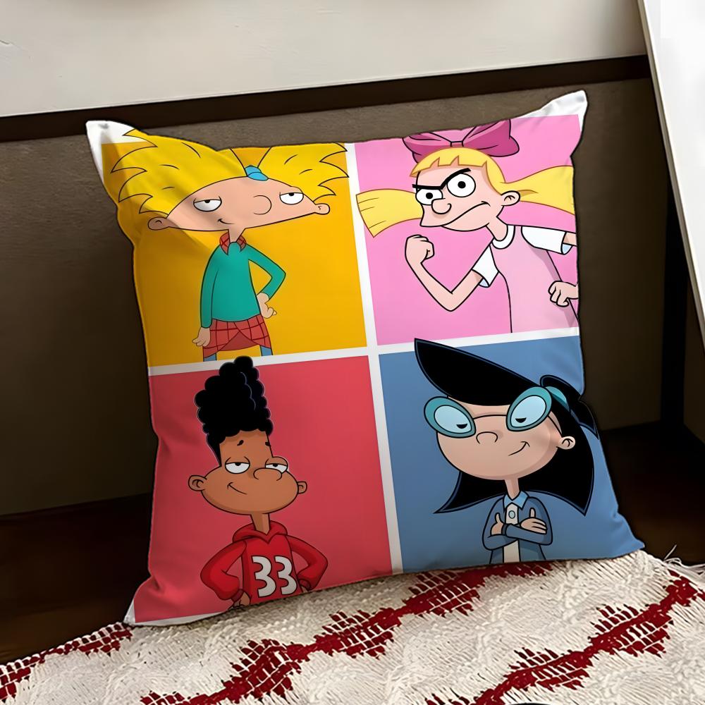Anime HHey AArnold Cushion Cover Reversible Soft Durable Pillow Cover Home Car MultiScene Use for Daily Comfort