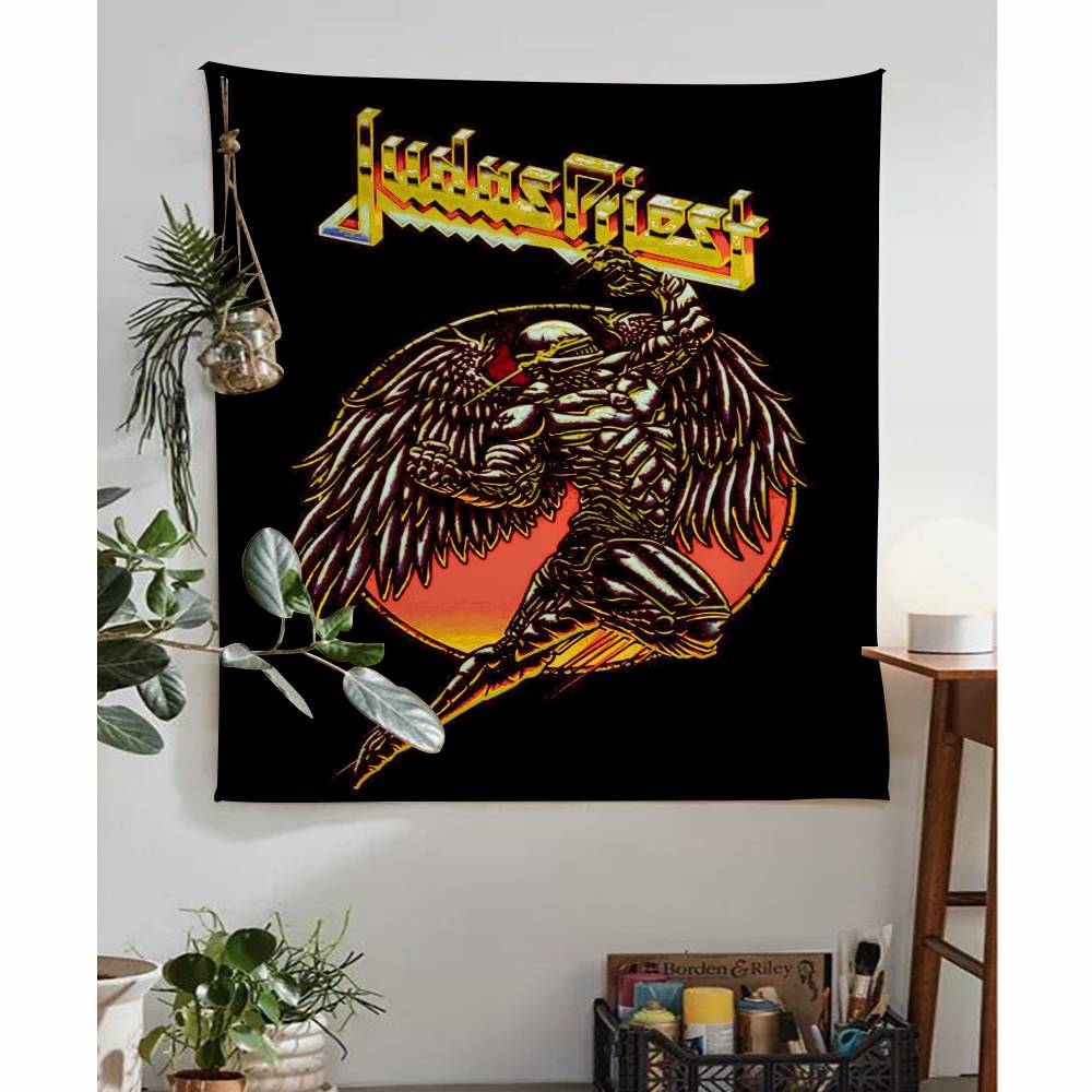 1PC JJudas Priest Heavy Metal Band Colorful Tapestry Wall Hanging Bohemian Wall Tapestries Mandala Wall Art Decor