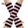 Thermal Sleeves for Cold Weather Striped Knitted Arm Warmers Women, Fingerless Sleeves, Soft Layering Accessories Sweaters Wrist Autumn Winter,