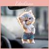 Car Cat Acrylic Hangtag Ornament Sleek Design Interior Decora Supplies Pendant