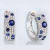 Cao Shi Korean Blue & White Zircon Diamond Earrings: Elegant Round Ear Buckles, Versatile Celebrity Style