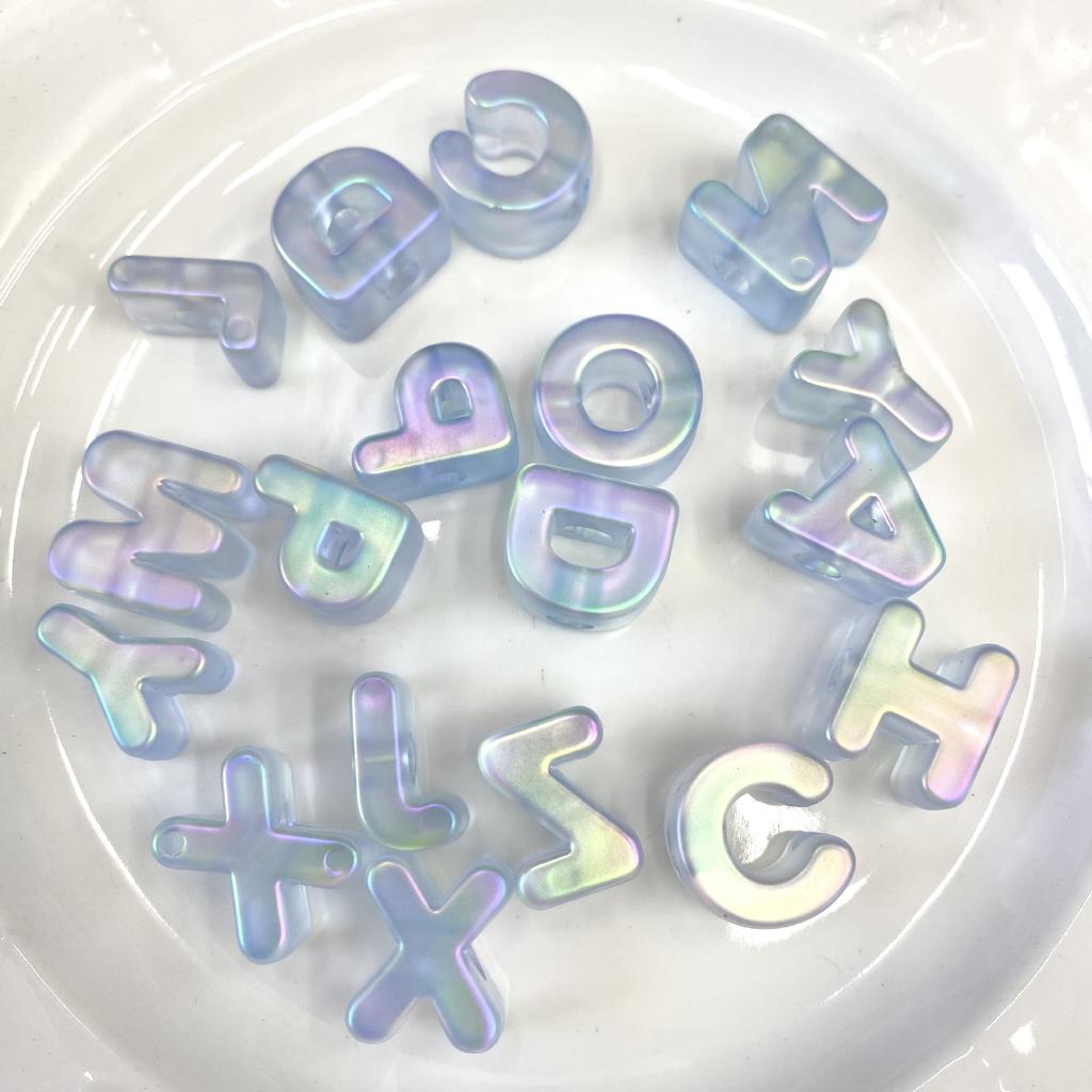 Transparent Acrylic UV Matte-nish Planet Bead Large-hole 26-letter Alphabet Beads DIY Handmade Loose Beads Phone Charm