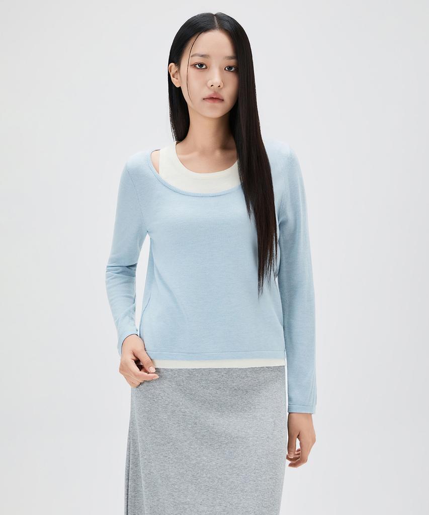 MIXXO Two-Tone Layered Knit_Miwkag55Ss