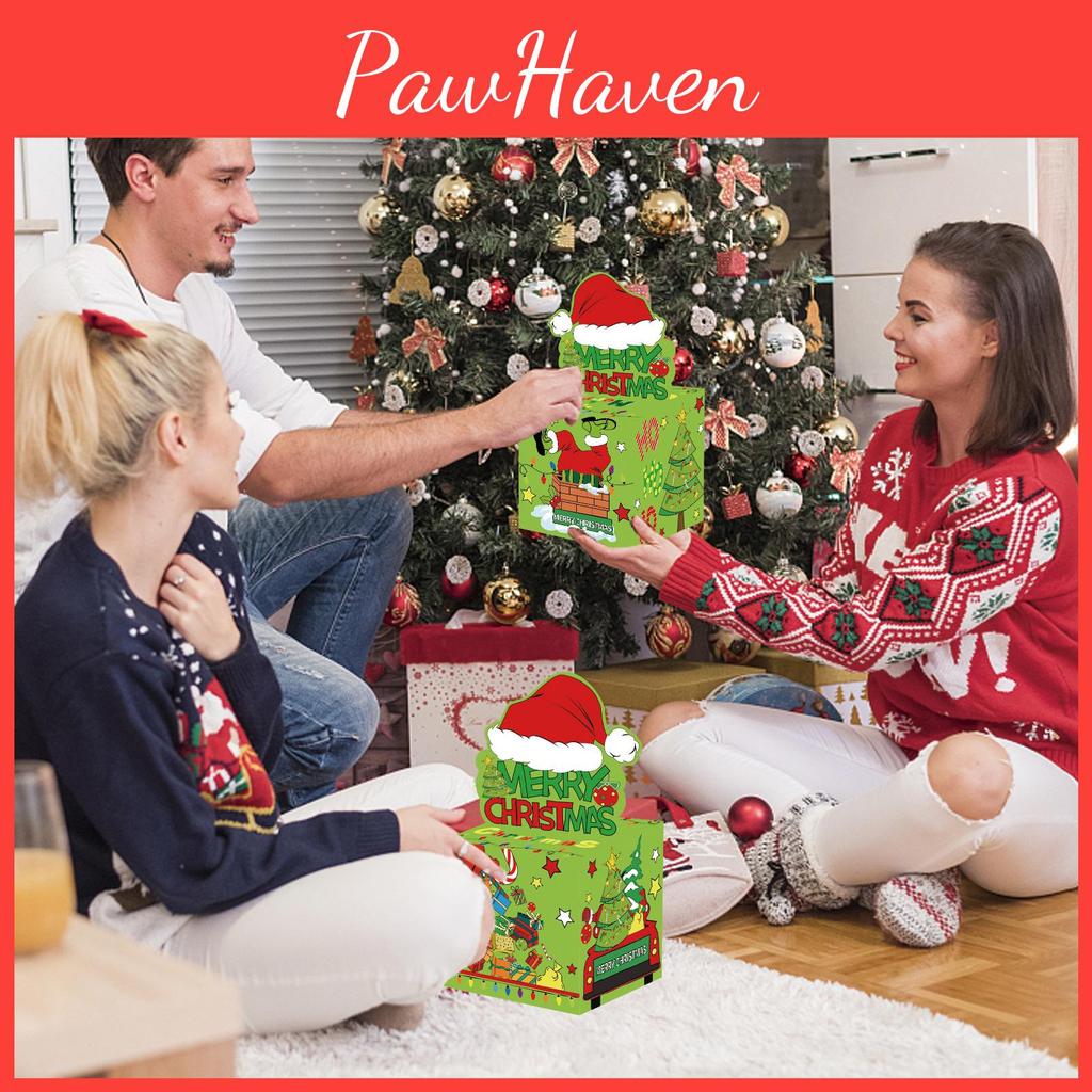 Christmas Green Themed Pattern Paper Surprise Box Holiday Props Gift For