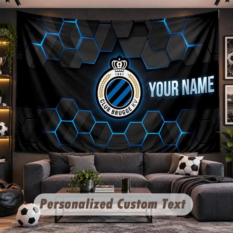 Club Brugge FC Personalized Tapestry Support Custom Name, Wall Art Home Decoration