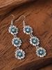 1 пара бохо серег-подвесок с цветами и бирюзовым камнем, с кисточками, женские свадебные богемные украшения в западном винтажном стиле в подарок