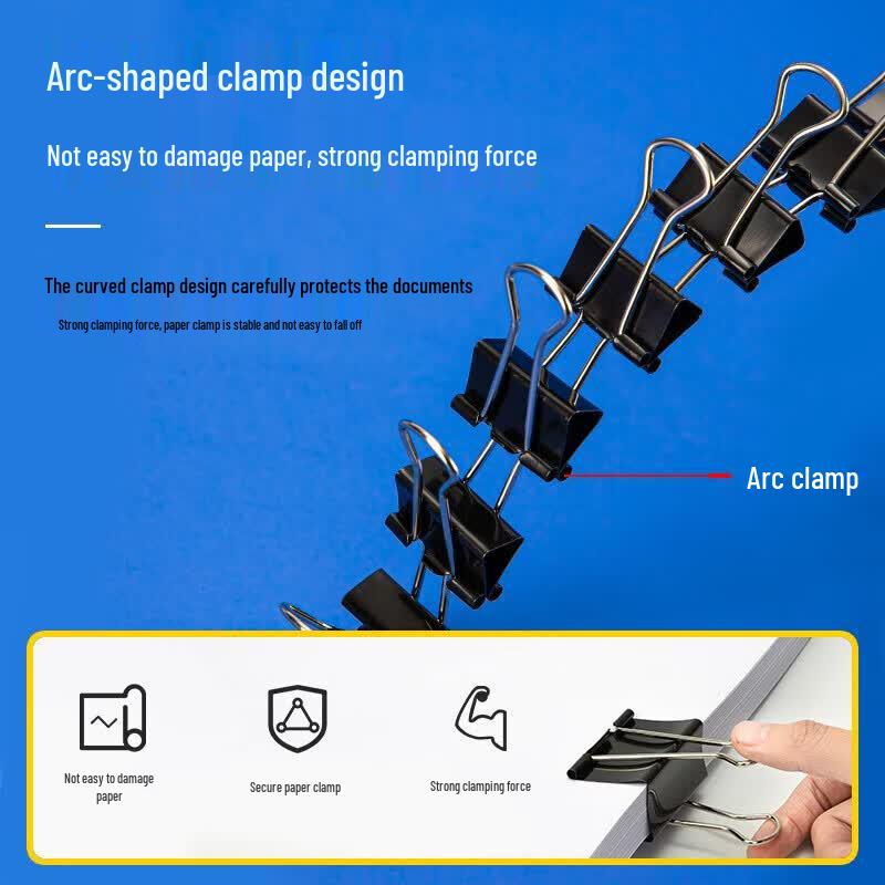 Deli 25mm Black Binder Clips with Bonus Paper Clips