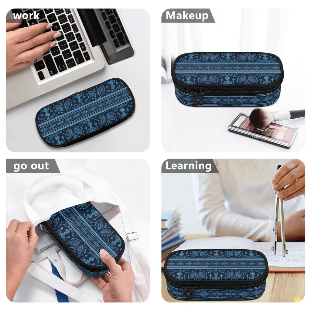 Pen Case 300D Polyester Spacious Storage Easy Open Zipper with Mesh Pocket Removable Divider and Pen Slots for Boys Girls