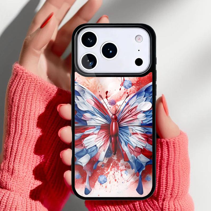 Blue Red Butterfly Phone Case for iPhone 17 16 15 14 13 Pro Max Back Cover for 12 11 Pro Coque