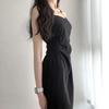 Women's Summer 2025 Black Suspender Dress - Slimming, High-End, Hepburn Style Little Black Dress