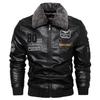New Motorcycle Jacket For Men In Autumn/Winter Fashion Casual Leather Embroidered Aviator Jacket Velvet Pu Jacke