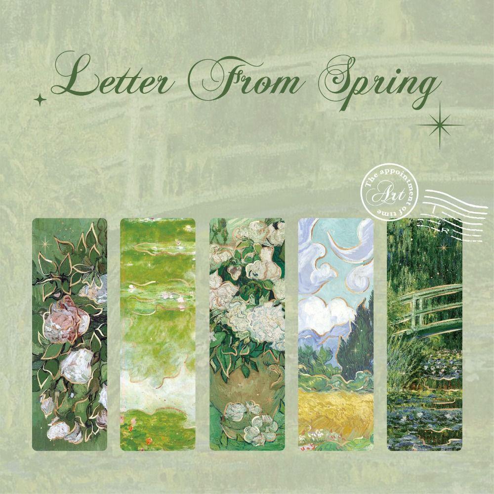 5 шт./набор Масляные картины Закладка для чтения ПВХ Книжная карточка Закладка высокой ценности