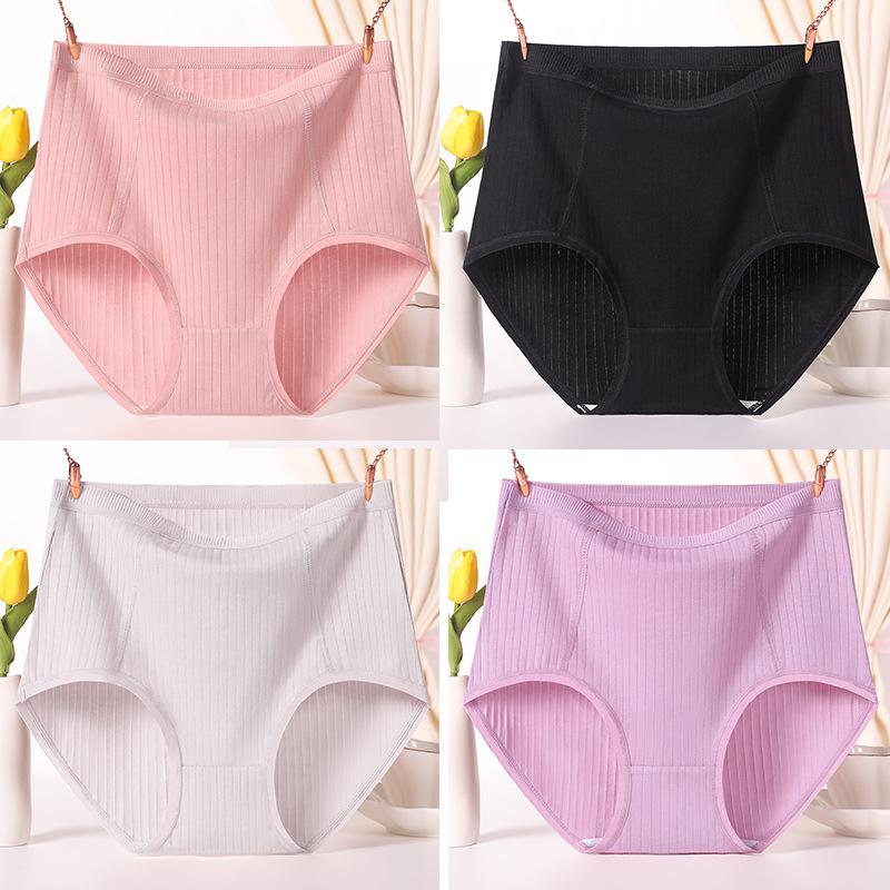 Большие размеры женские красные трусики для мам среднего возраста из хлопка с высокой талией