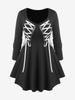 Rosegal Plus Size Eyelets Contrast Lace Up T-shirt