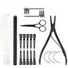 Micro Beads Opener Hair Extension Tools Application Plier Kit with C Type Needles and Pulling Loop Threader Tools