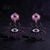 Niche Dark Style Earrings 1 Pair Halloween Theme Acrylic for Women, Gothic Pink Spider Cool Girl Fashion Jewelry Dangle Drop Earrings, Spooky Holiday