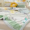 Cartoon Cotton Linen Summmer Blanket Breathable Adult Child Quilt for Summer Washable Air Conditioning Comforter Lightweight