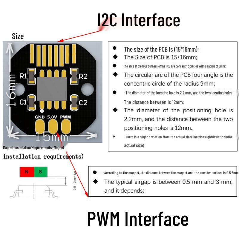 Магнитный энкодерный сервомотор AS5600 с интерфейсом PWM/I2C для безщеточного вращения стабилизатора (гиростабилизатора)