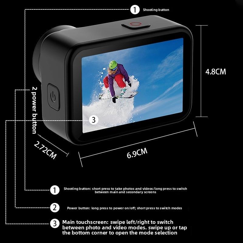 V11 Dual Color Screen Waterproof and Anti-shake Sports Camera 5K High Definition Outdoor Travel Riding Camera