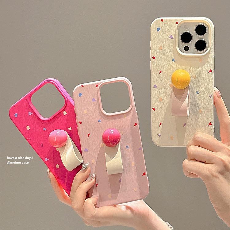 Japanese and Korean Ins Ribbon Ball Ring Buckle Suitable for IPhone16promax Apple 14 Phone Case 13/15