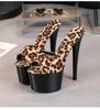 Женские туфли на высоком каблуке с рыбьим носком, пикантные черные туфли на очень высоком каблуке, шлепанцы с леопардовым принтом, сандалии серии 181, каблук 17 см, платформа 7 см, LFD