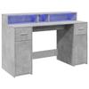 VidaXL Bureau et lumières LED gris béton 140x55x91cm bois d'ingénierie, bureau de travail, bureau d'étude, bureau à 3309423