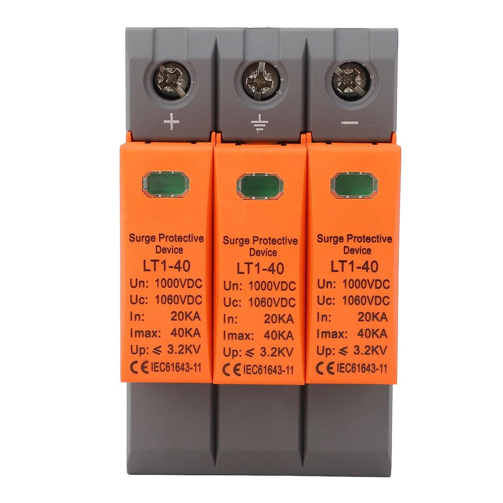 DC Power Surge Protector 3P 35mm Rail Mount Arrester Protective Device for Photovoltaic System