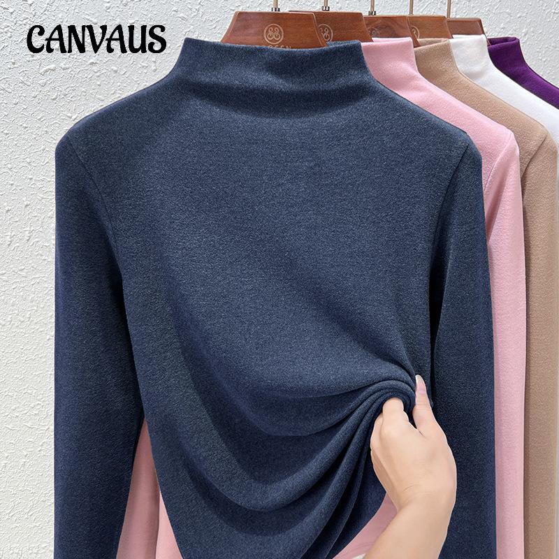 Autumn and Winter Women's Bottoming Shirt Dralon Warm Half Turtle-neck Long-sleeved Double Faced Velvet Inner Tops