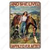 Cowgirl Tin Sign Metal Plaque Cowboy Boots Pony Metal Poster Vintage Wall Decor for Horse Riding Club Garden Home
