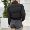 BITCED Autumn/Winter Women's Short-Length Cotton Coat Long-Sleeved High-Neck Thermal Jacket Loose-Fit Casual Cotton Jacket Puffer Coat