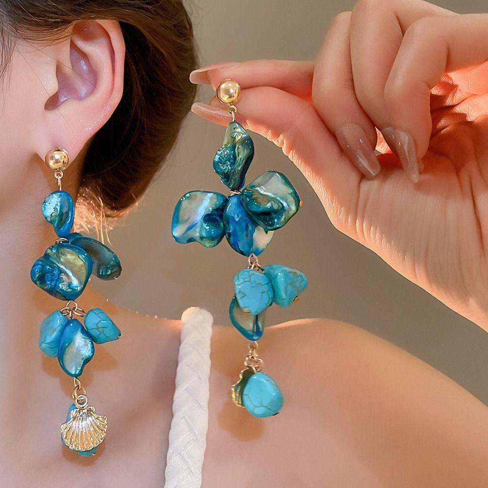 Sea Series Shell Starfish Necklace Ornaments Natural Conch Beach Earrings Girls Couple Gift