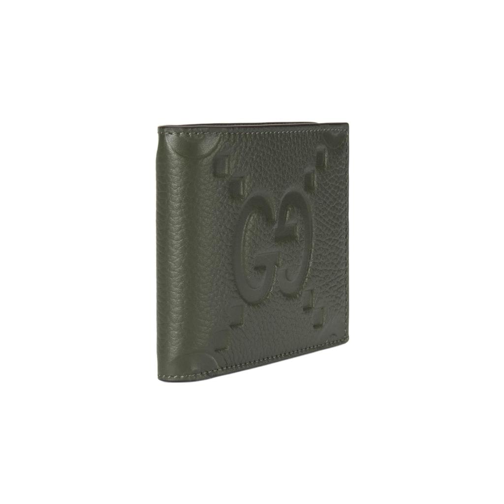Gucci Большой кожаный мужской кошелек с тиснением логотипа Jumbo GG Double G, на клапане, темно-зеленый 739475-AABY0-3346