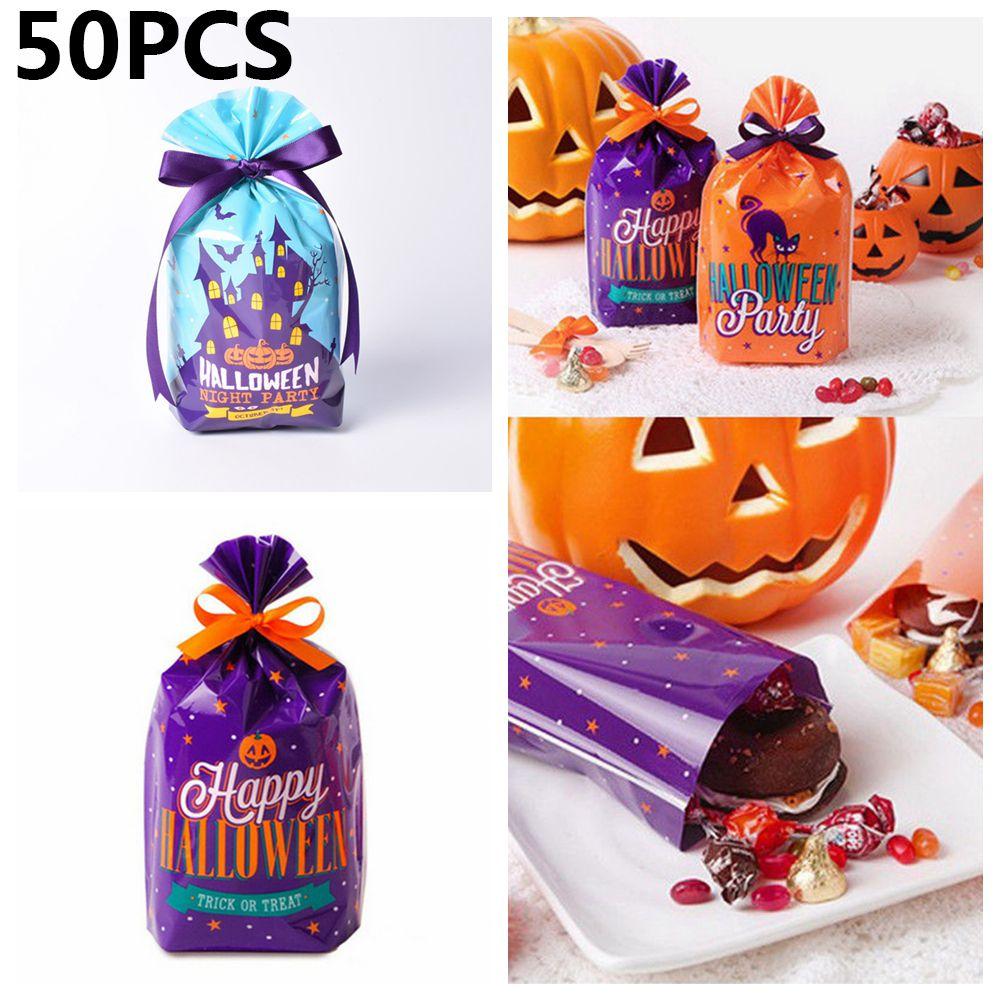 50 шт. Мультяшный декор на день рождения Пакеты для конфет Trick or Treat Хэллоуинский декор Карман для еды Упаковка для печенья
