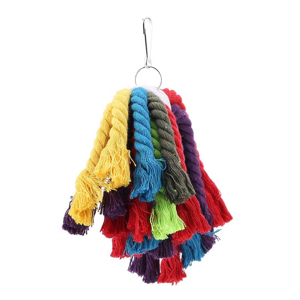 Colorful Cotton Rope Parrot Chewing Toy for Cage Entertainment and Beak Grinding Bird Cage Climbing Tearing Rope Toy