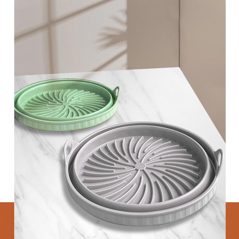 Foldable Silicone Air Fryer Pot Tray Reusable Air Fryer Tool Food Safe Non Stick Baking Pan Bakeware Kitchen Cooking Accessories
