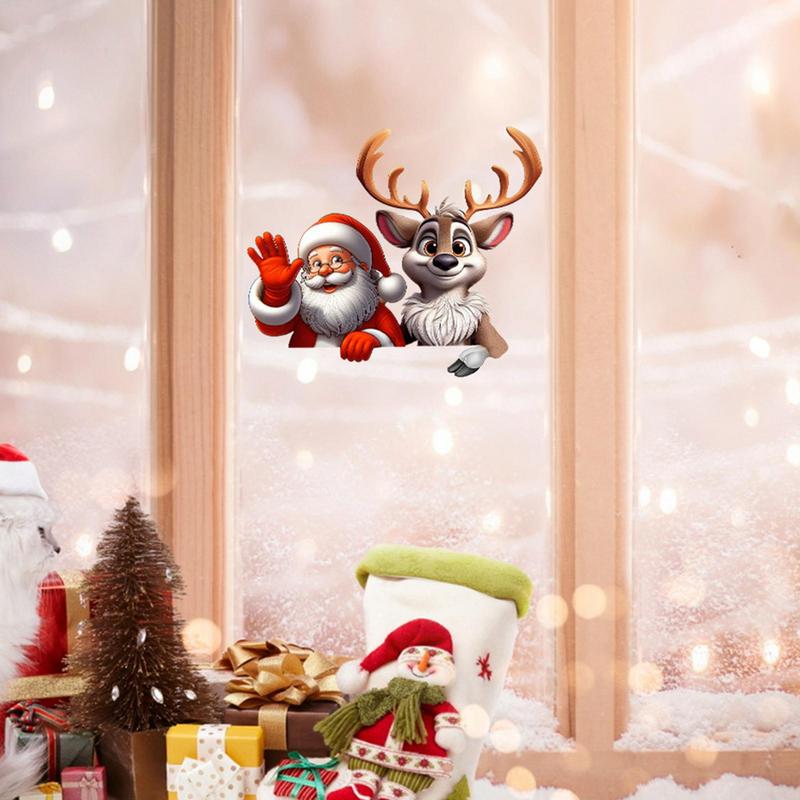 Наклейка на окно автомобиля Рождественские наклейки на окна Рождественские украшения Дед Мороз Лось Наклейка на заднее стекло автомобиля Декоративный автомобиль