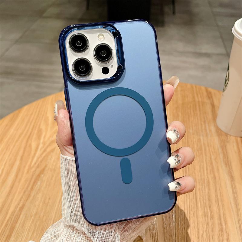 Роскошный матовый лазерный IMD цветной чехол для беспроводной зарядки Magsafe для iPhone 15 14Plus 13 12 11 Pro Max противоударный чехол