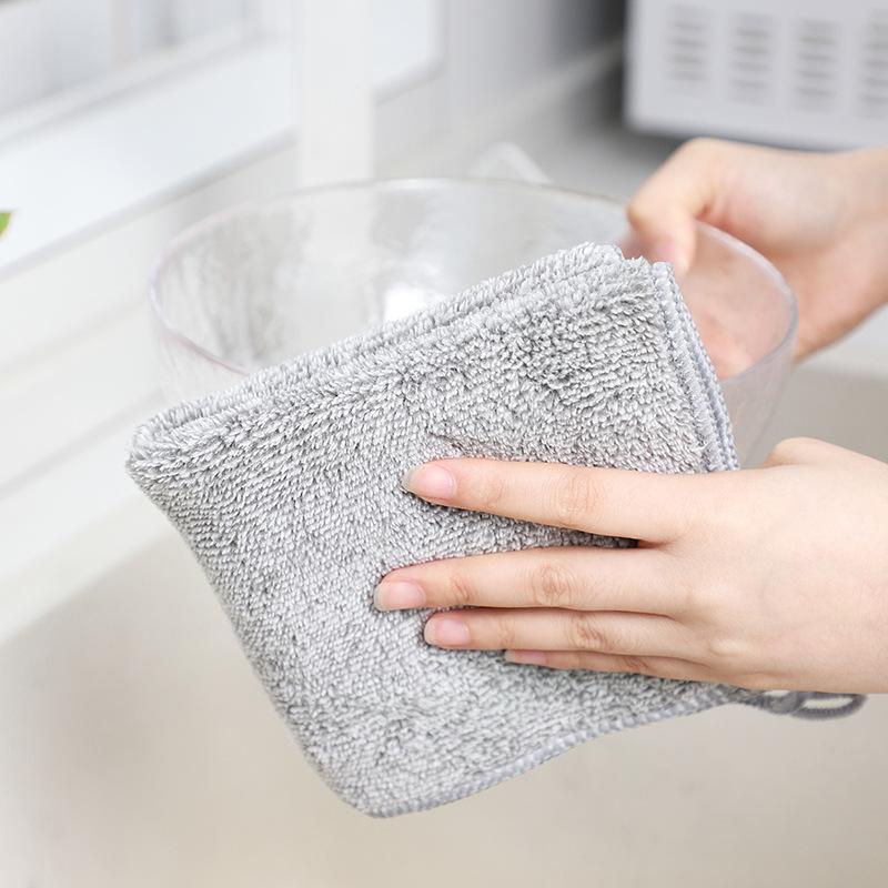 2378 Bamboo Charcoal Fiber Thickened Absorbent Dish Cloth Oil-free Kitchen Cleaning Bamboo Fiber Oil-removing Dishwashing Towel