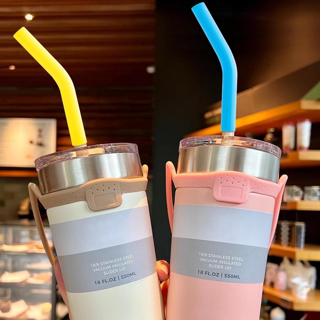 6Pcs 8MM Silicone Straw Tips, 5/16 inch Reble Food Grade Rubber Straw Covers, Multi-color Elbow Straw Drinking Replacement for Hydraflow Stainless