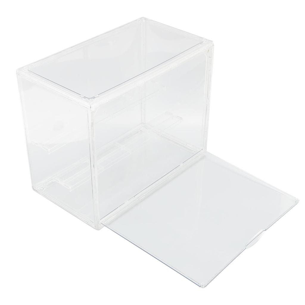 Clear Display Case for Miniature Figures PET Stackable Display Box with Magnetic Door Detachable
