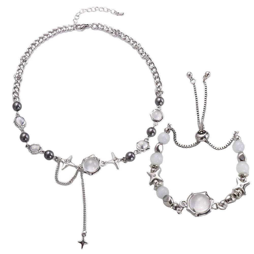 Кулон в корейском стиле, колье, женские ювелирные аксессуары, изысканное ожерелье со звездой, браслет из лунного камня