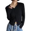 Cut and Sew Long Inner Long Casual Autumn [Haru Fourfivesix] Women's T-Shirt, Top, Sleeve, Shirt, V-Neck, Chest, Sexy, T-Shirt, Thin, Slim, Simple,
