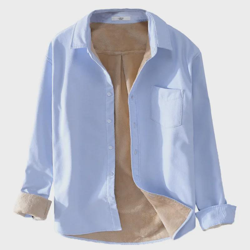 Men's Warm Long-Sleeve Velvet Shirt for Autumn and Winter (Style 9307)
