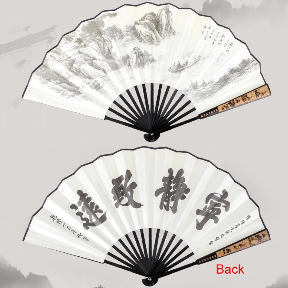 Large Size Ancient Painting Hand Fan Hand Held Summer Fan Party Favor Man Silk Fan  Photo Props